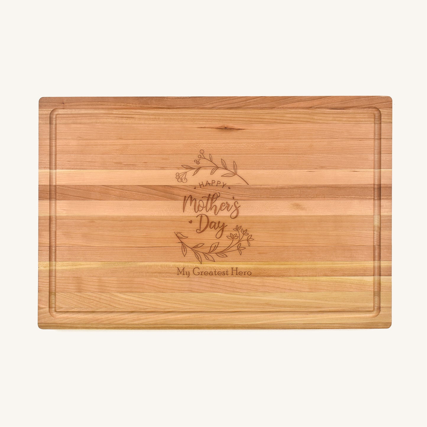 Wood Butcher Block With Mother's Day Designs