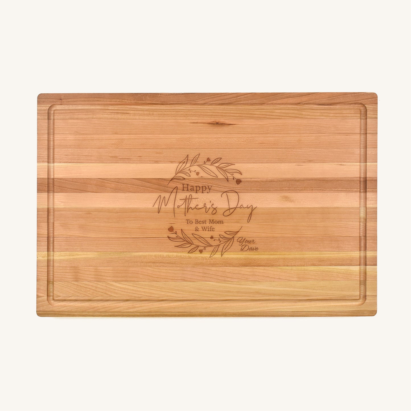 Wood Butcher Block With Mother's Day Designs