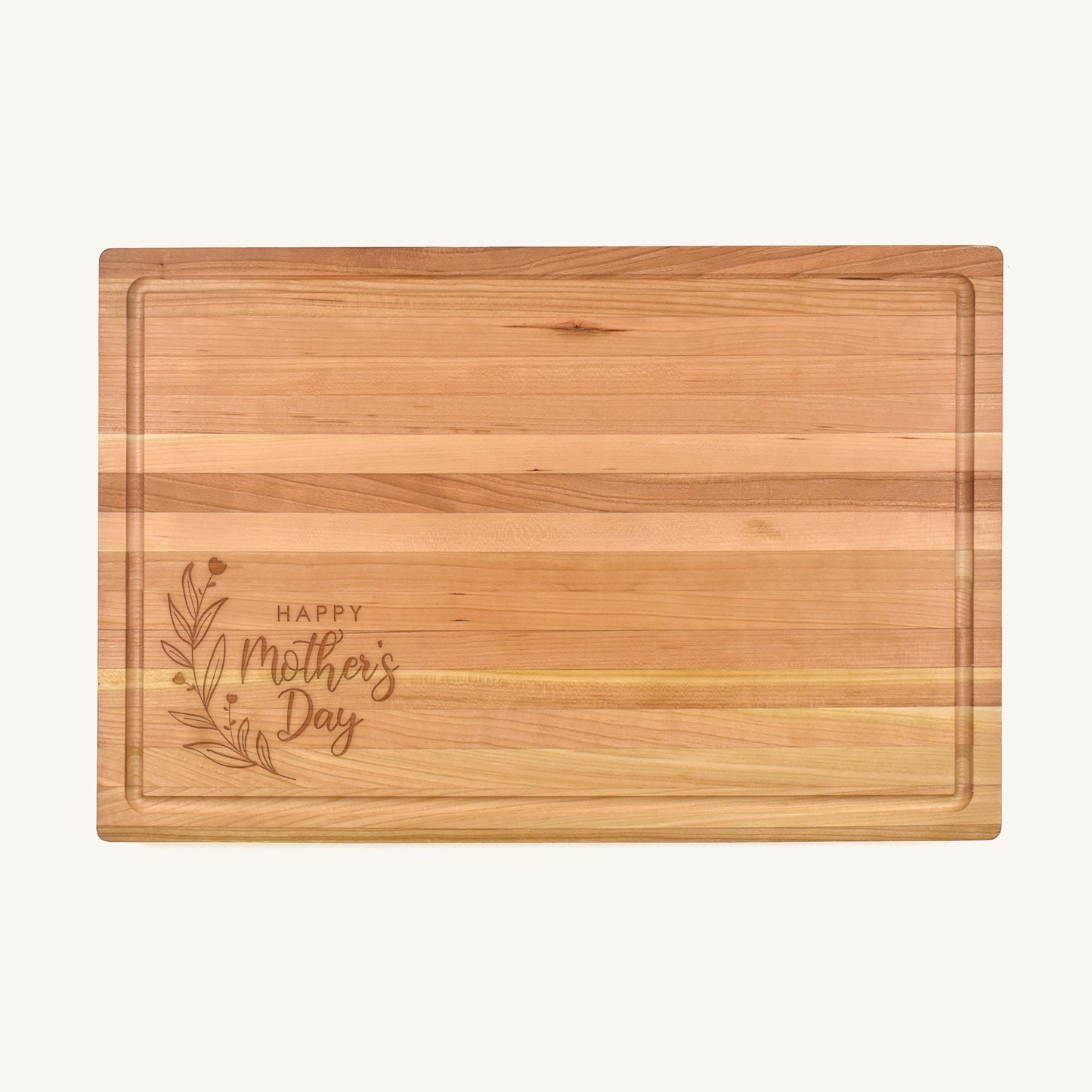 Wood Butcher Block With Mother's Day Designs