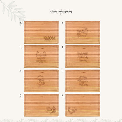 Wood Butcher Block With Mother's Day Designs