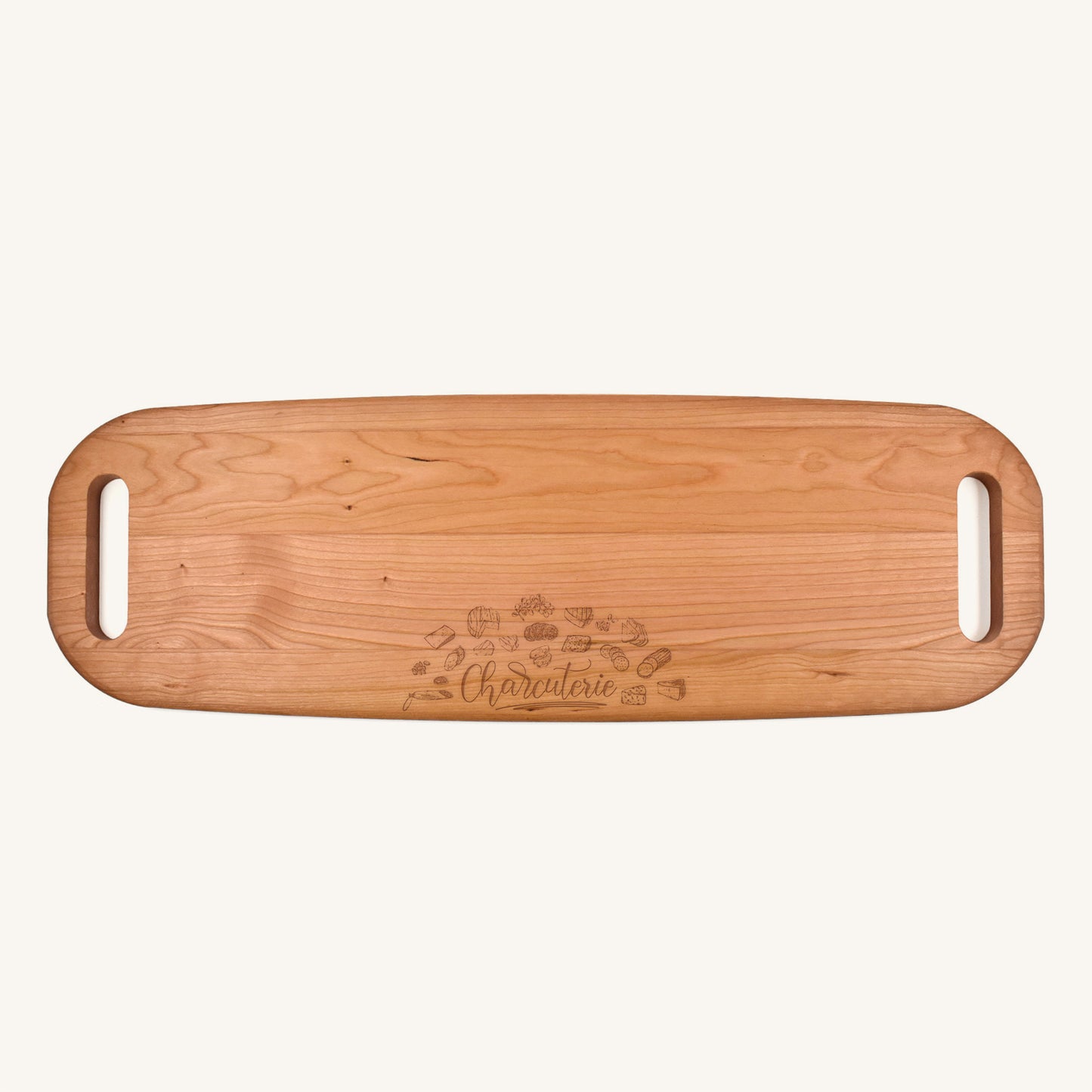 Bandeja para servir de madera con asas en ambos extremos