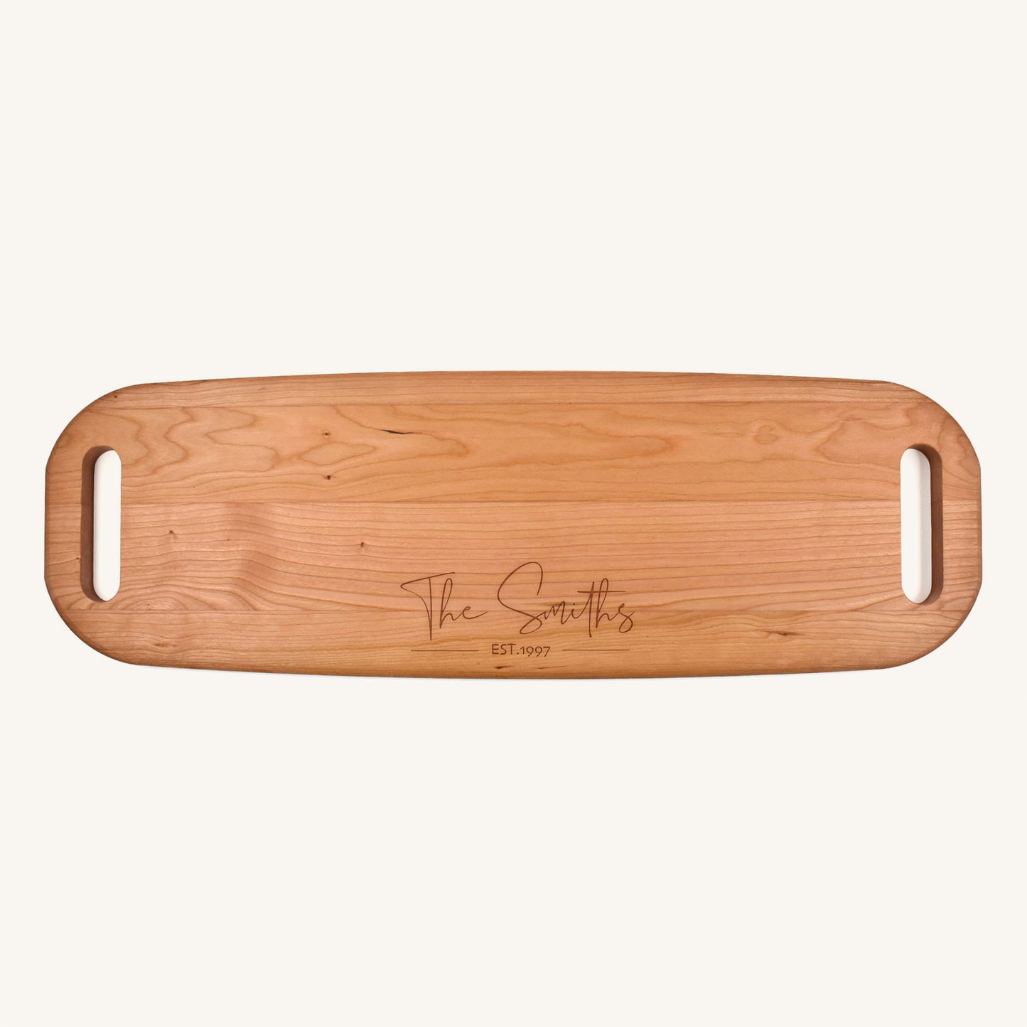 Bandeja para servir de madera con asas en ambos extremos