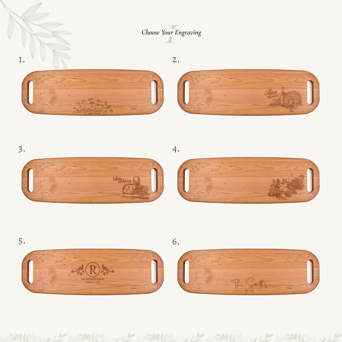 Bandeja para servir de madera con asas en ambos extremos