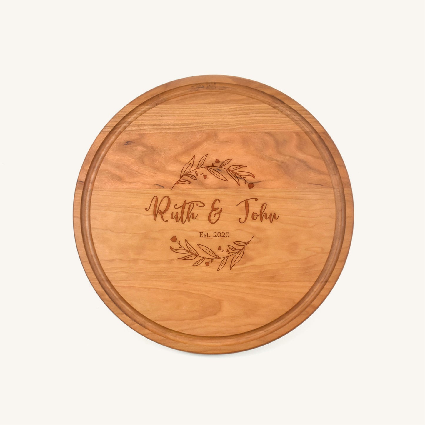 Planche à découper en bois ronde de 10 1/2 pouces