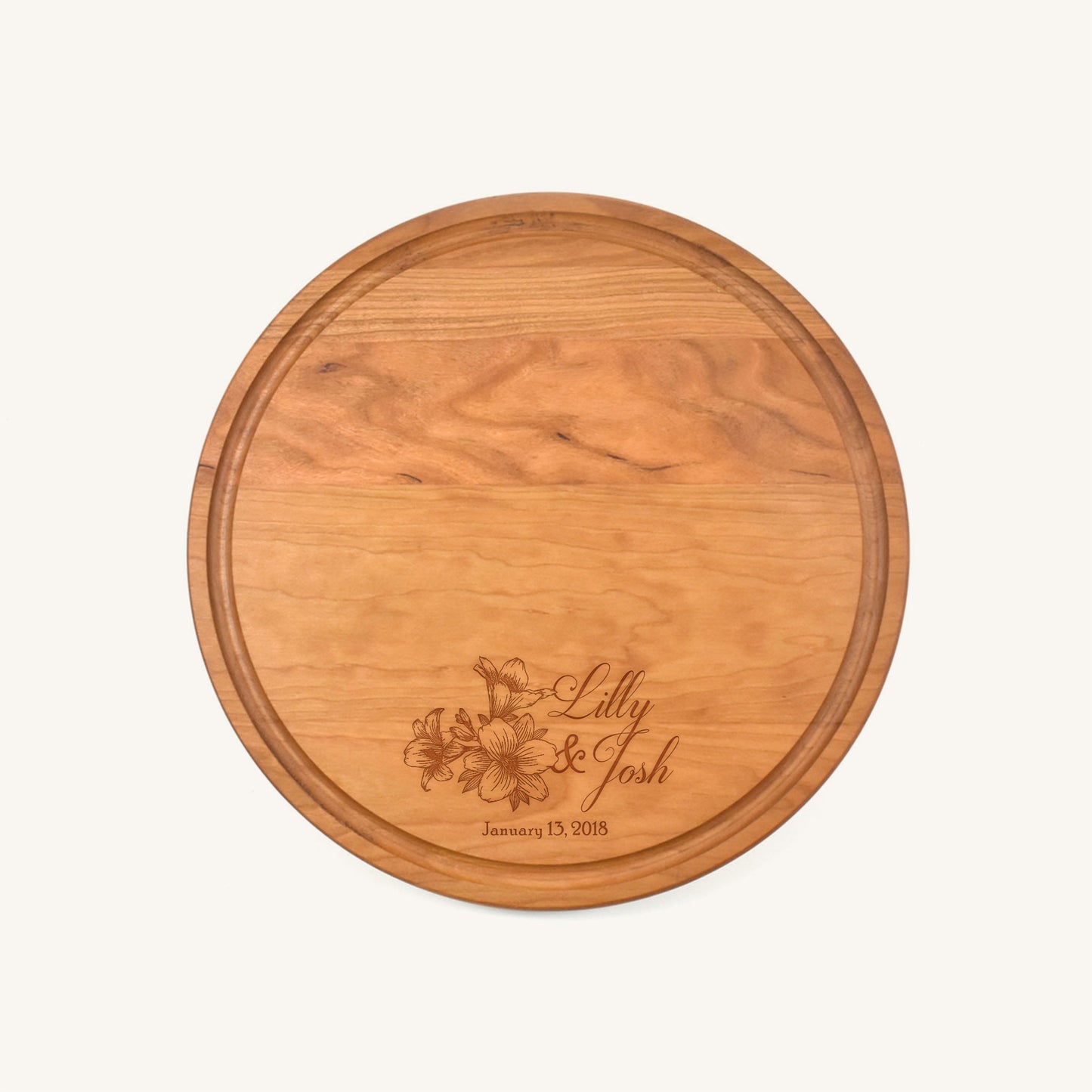 Planche à découper en bois ronde de 10 1/2 pouces