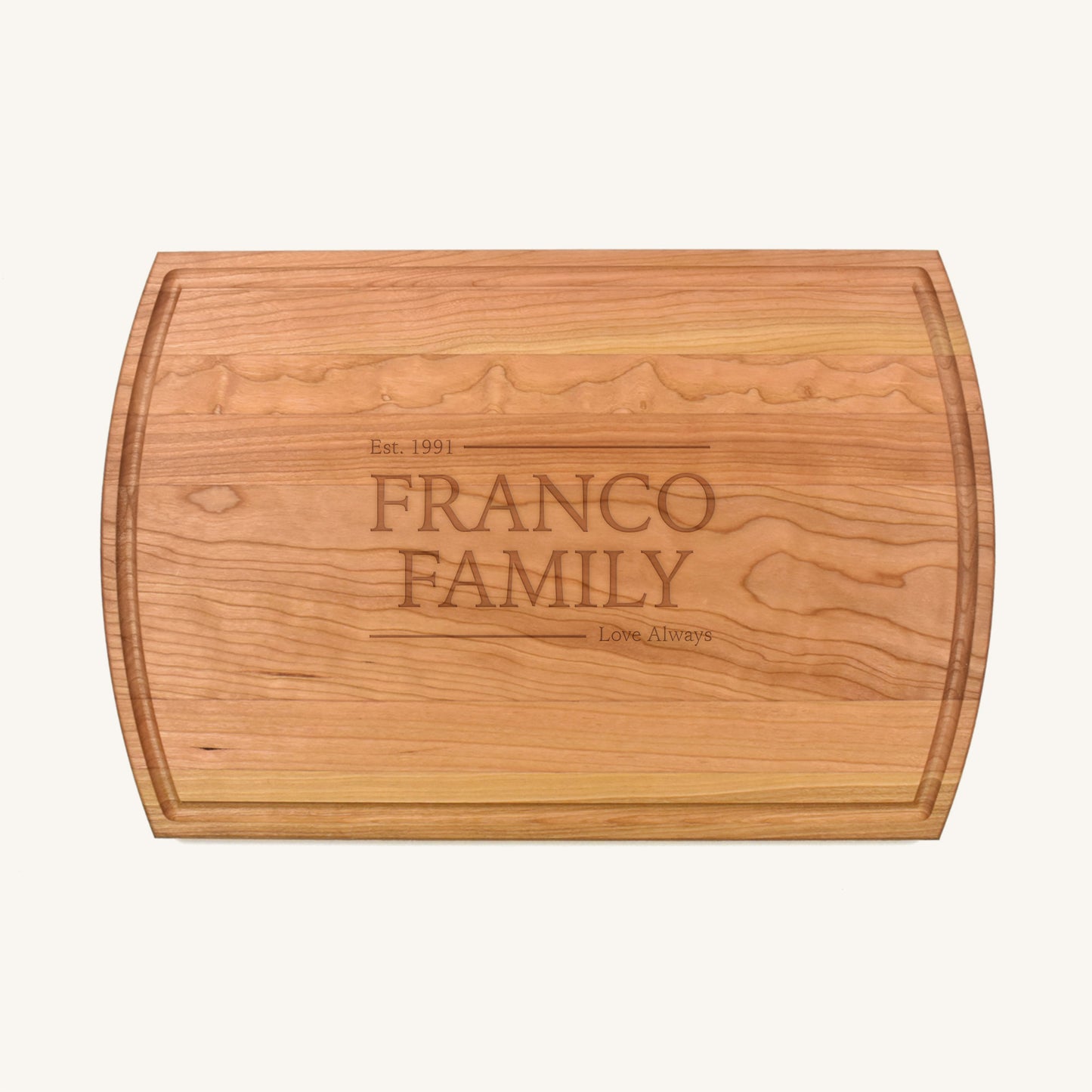 Tabla de cortar de madera grande con ranura para jugo