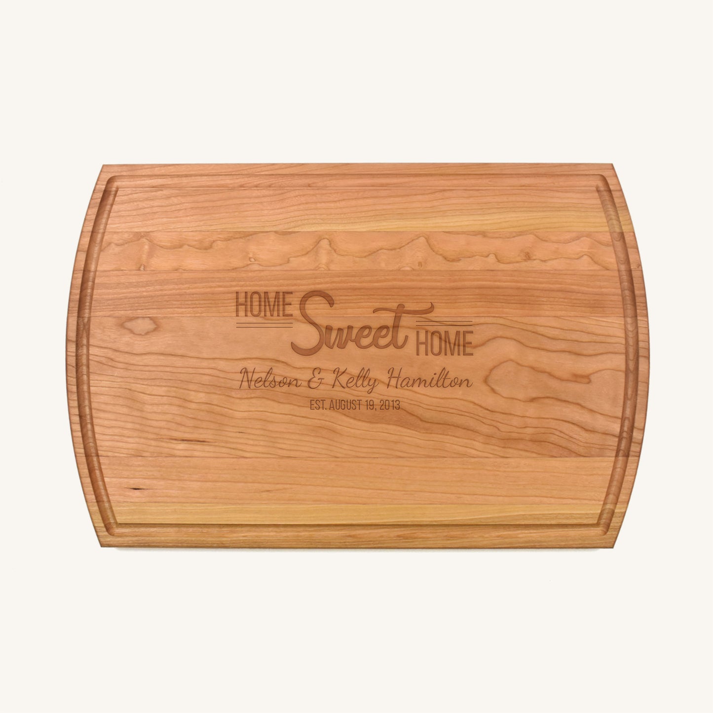 Tabla de cortar de madera grande con ranura para jugo