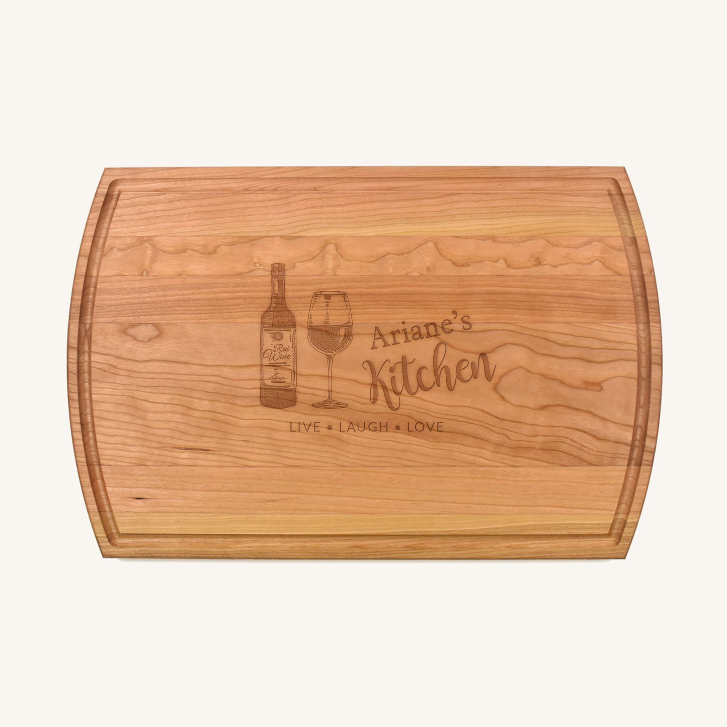 Tabla de cortar de madera grande con ranura para jugo