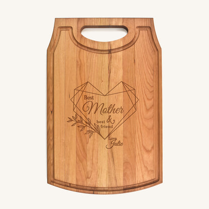 Large Wood Cutting Board with Handle and Mother's Day Designs