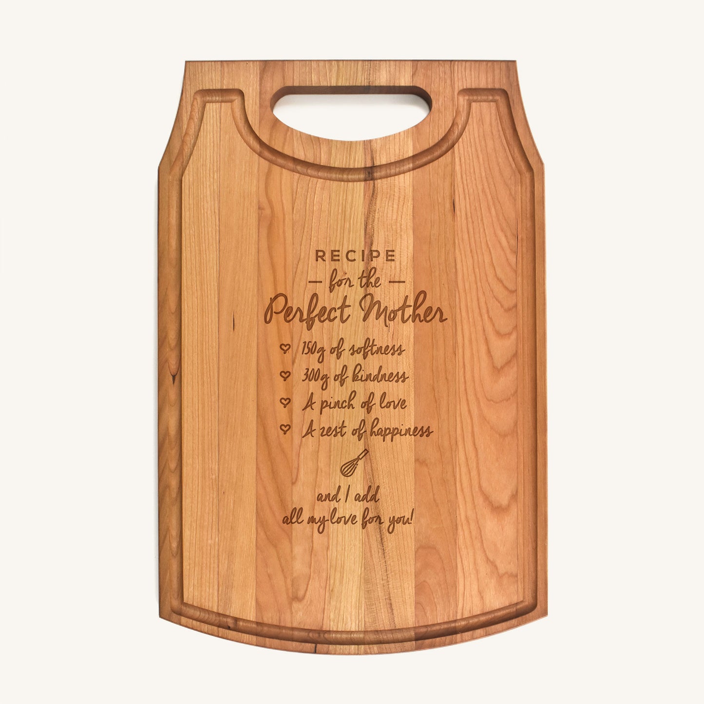 Large Wood Cutting Board with Handle and Mother's Day Designs