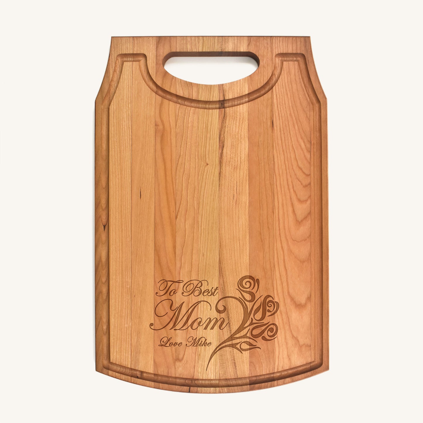 Large Wood Cutting Board with Handle and Mother's Day Designs