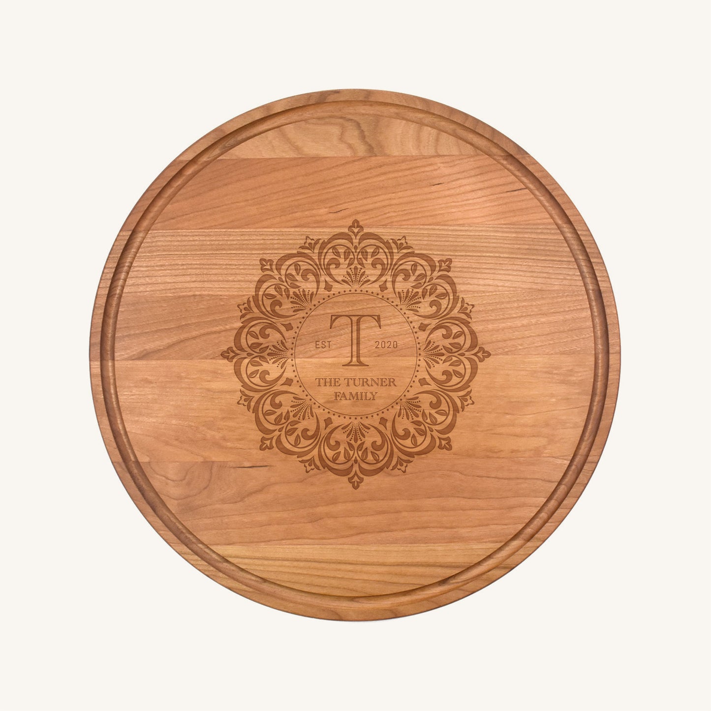 Tabla de cortar de madera redonda de 13 1/2 pulgadas