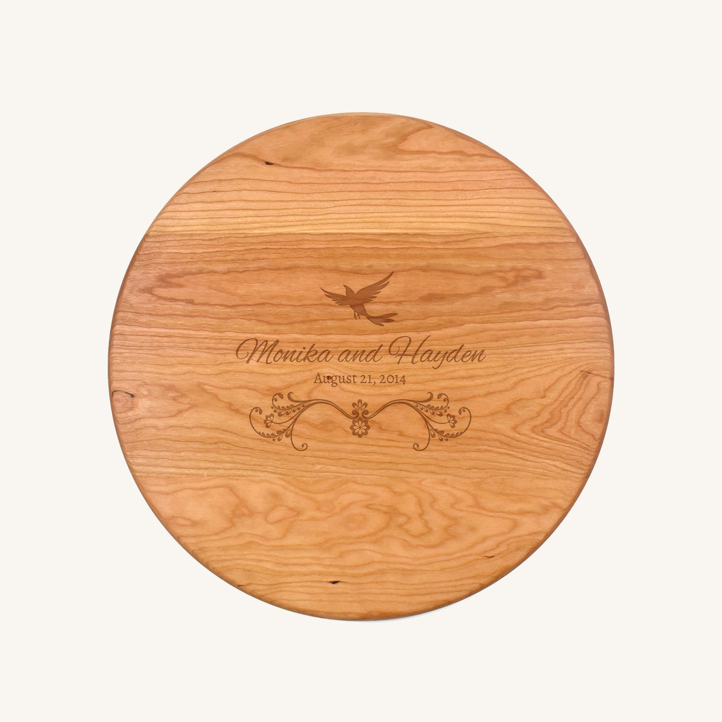 Tabla de cortar de madera redonda de 15 pulgadas