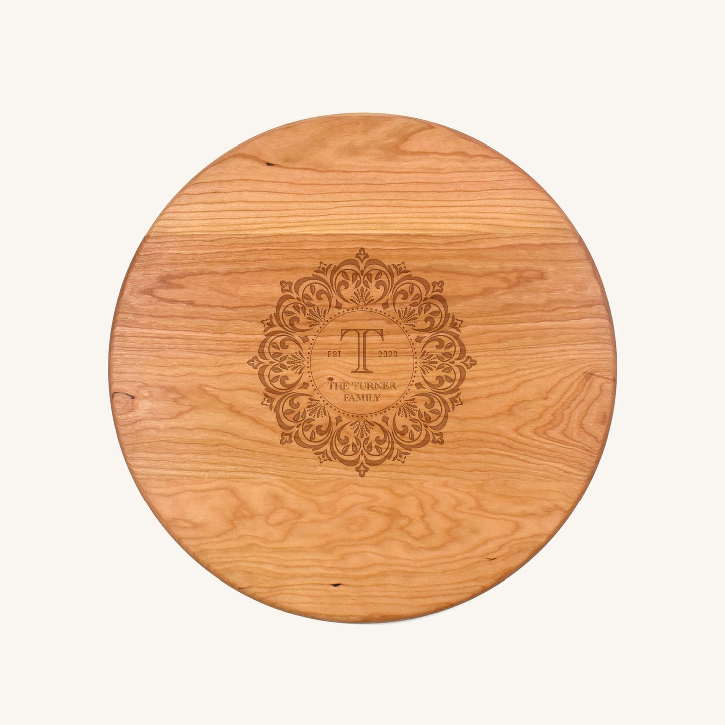 Tabla de cortar de madera redonda de 15 pulgadas