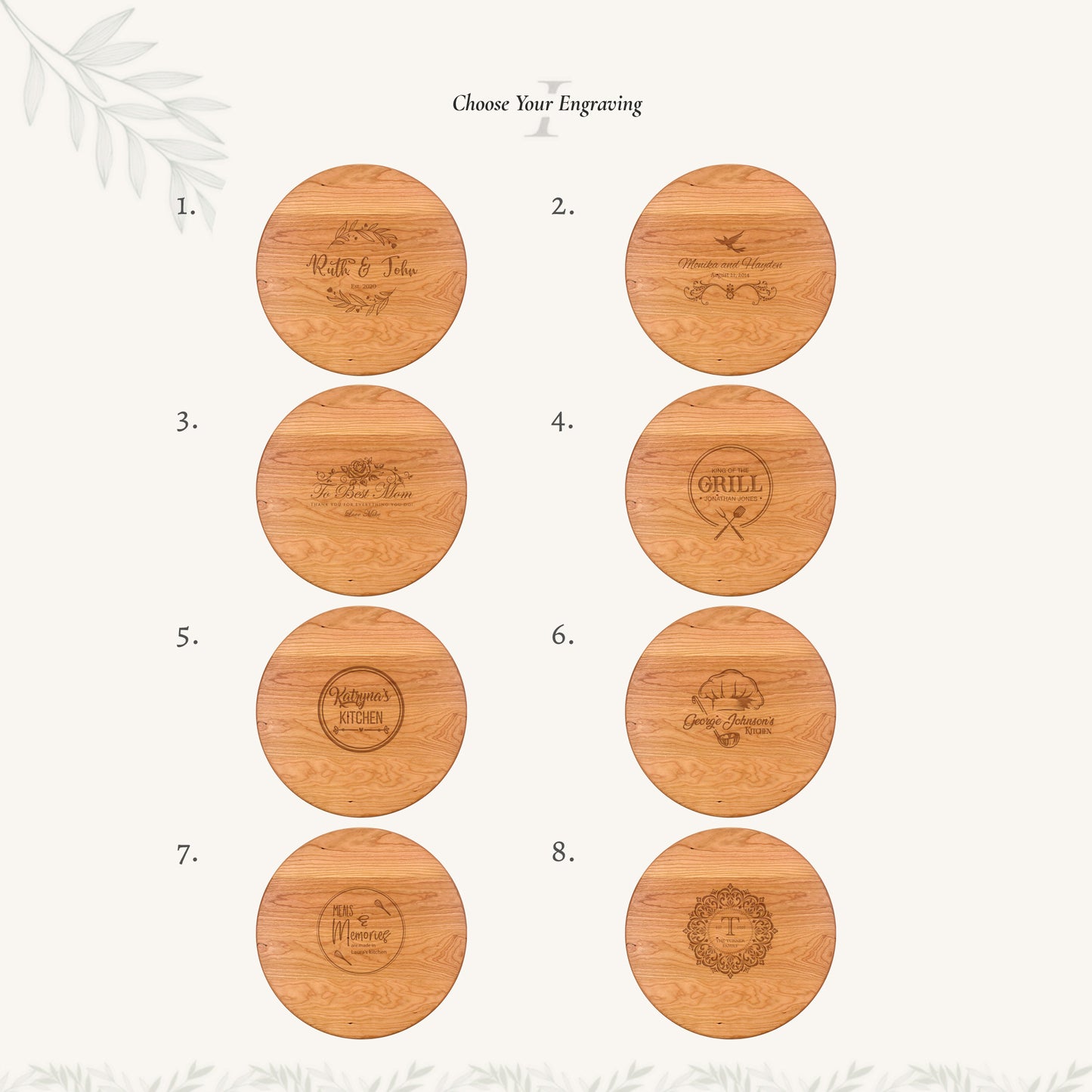 Tabla de cortar de madera redonda de 15 pulgadas