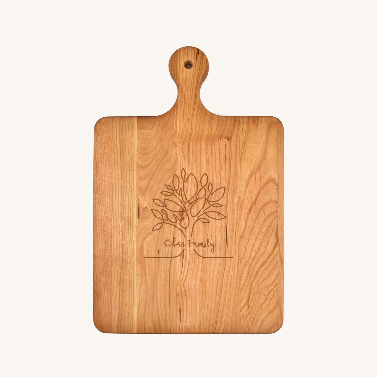 Tabla de cortar de madera con mango redondeado