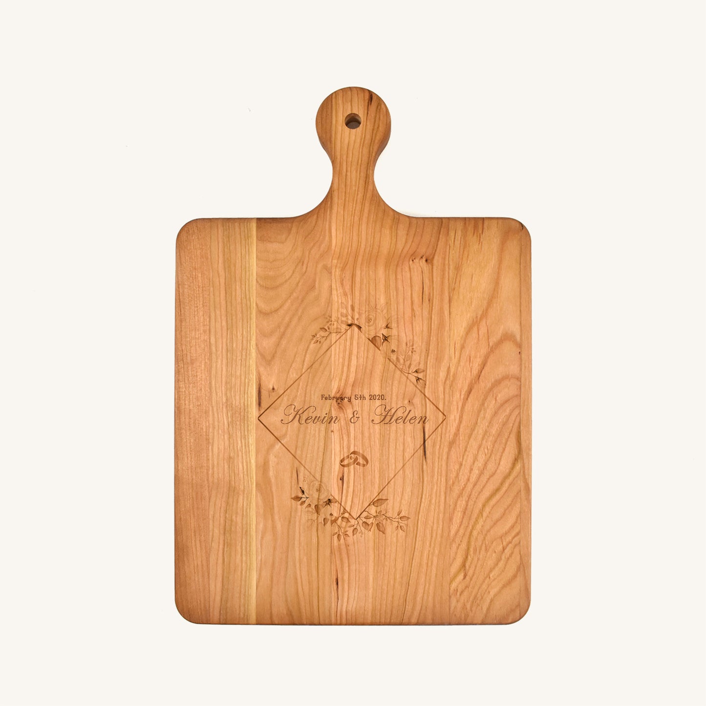 Tabla de cortar de madera con mango redondeado