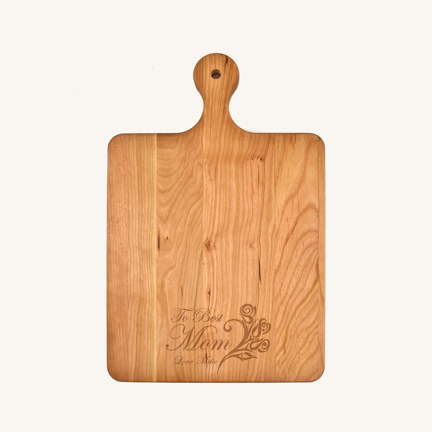 Tabla de cortar de madera con mango redondeado