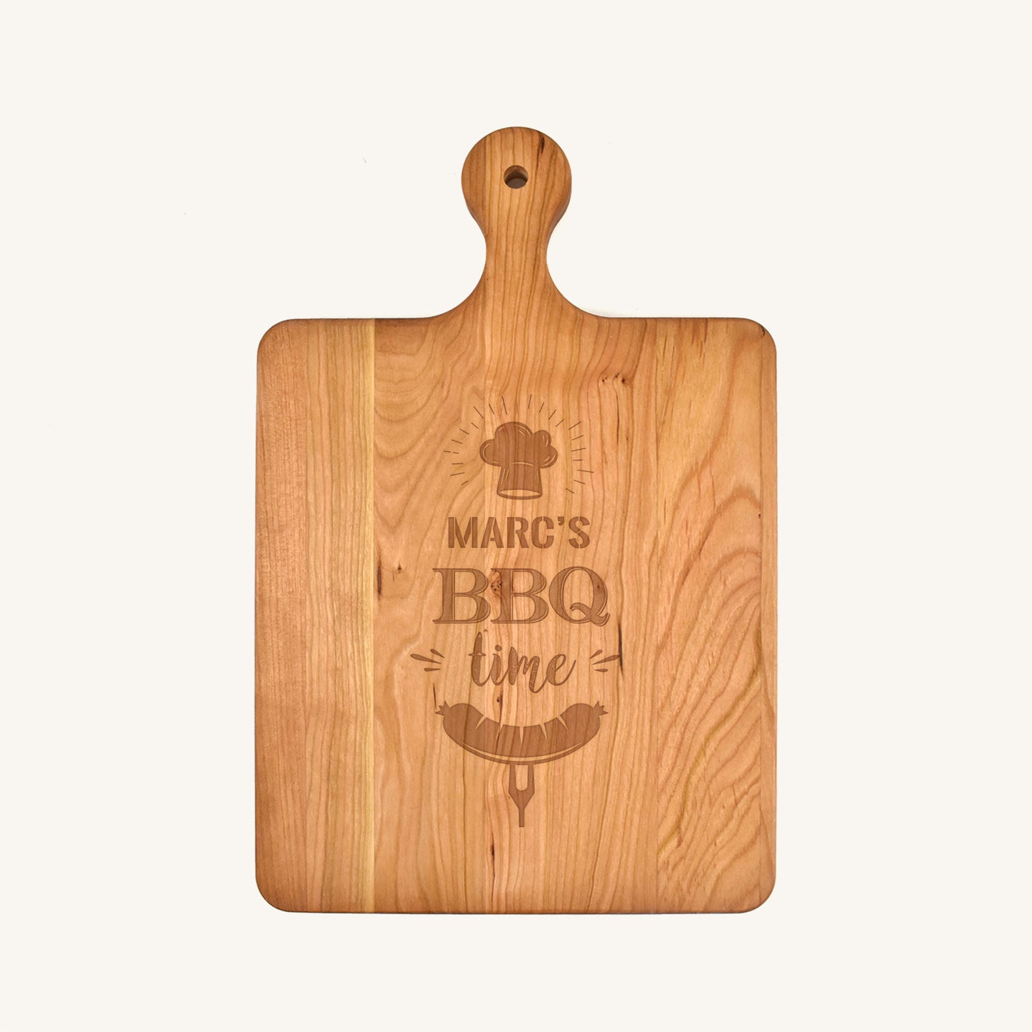 Tabla de cortar de madera con mango redondeado