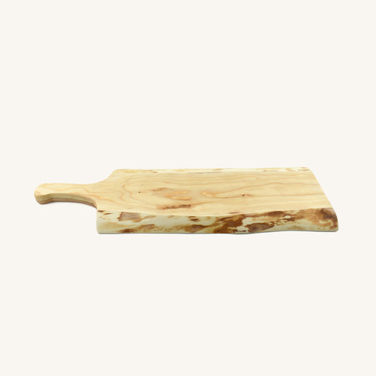 Tabla para charcutería de madera Live Edge con mango de 4"
