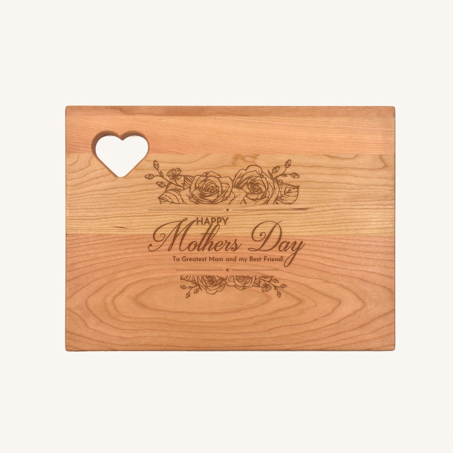 Wood Cutting Board Rounded Corners with Heart Cutout