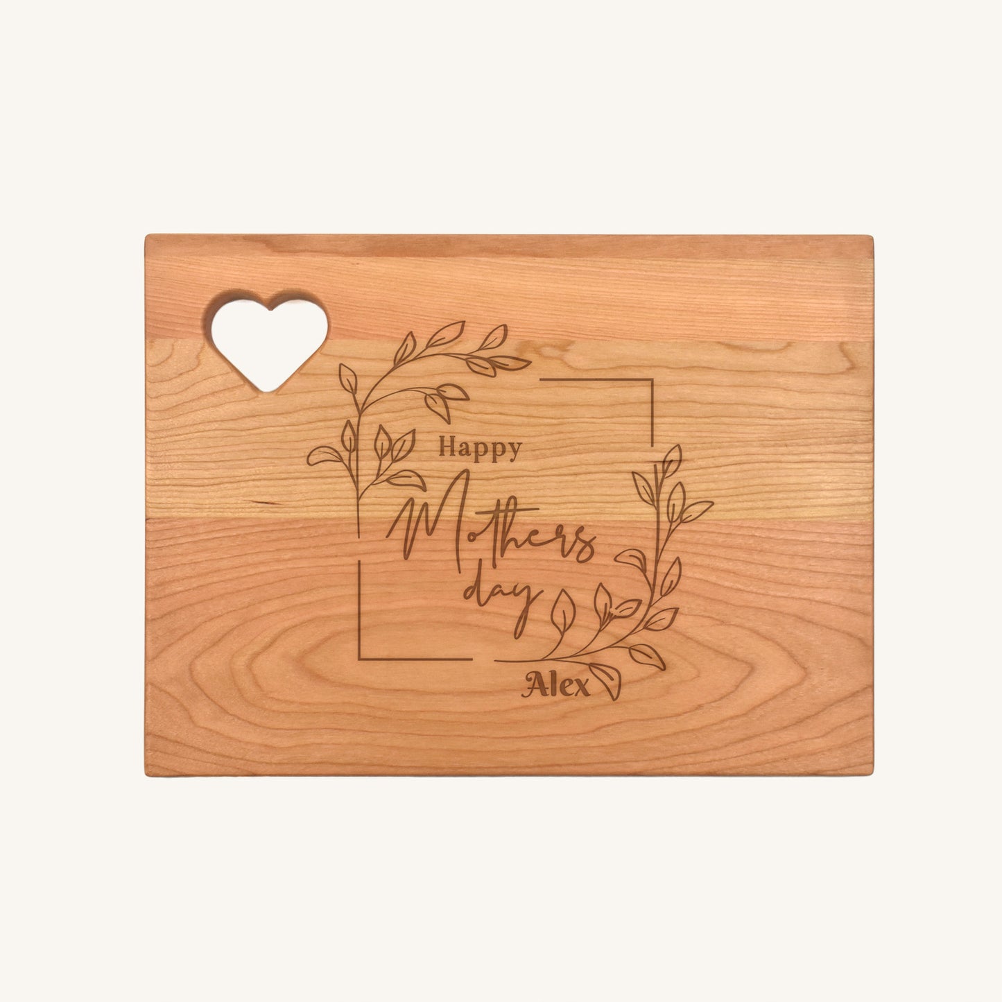 Wood Cutting Board Rounded Corners with Heart Cutout