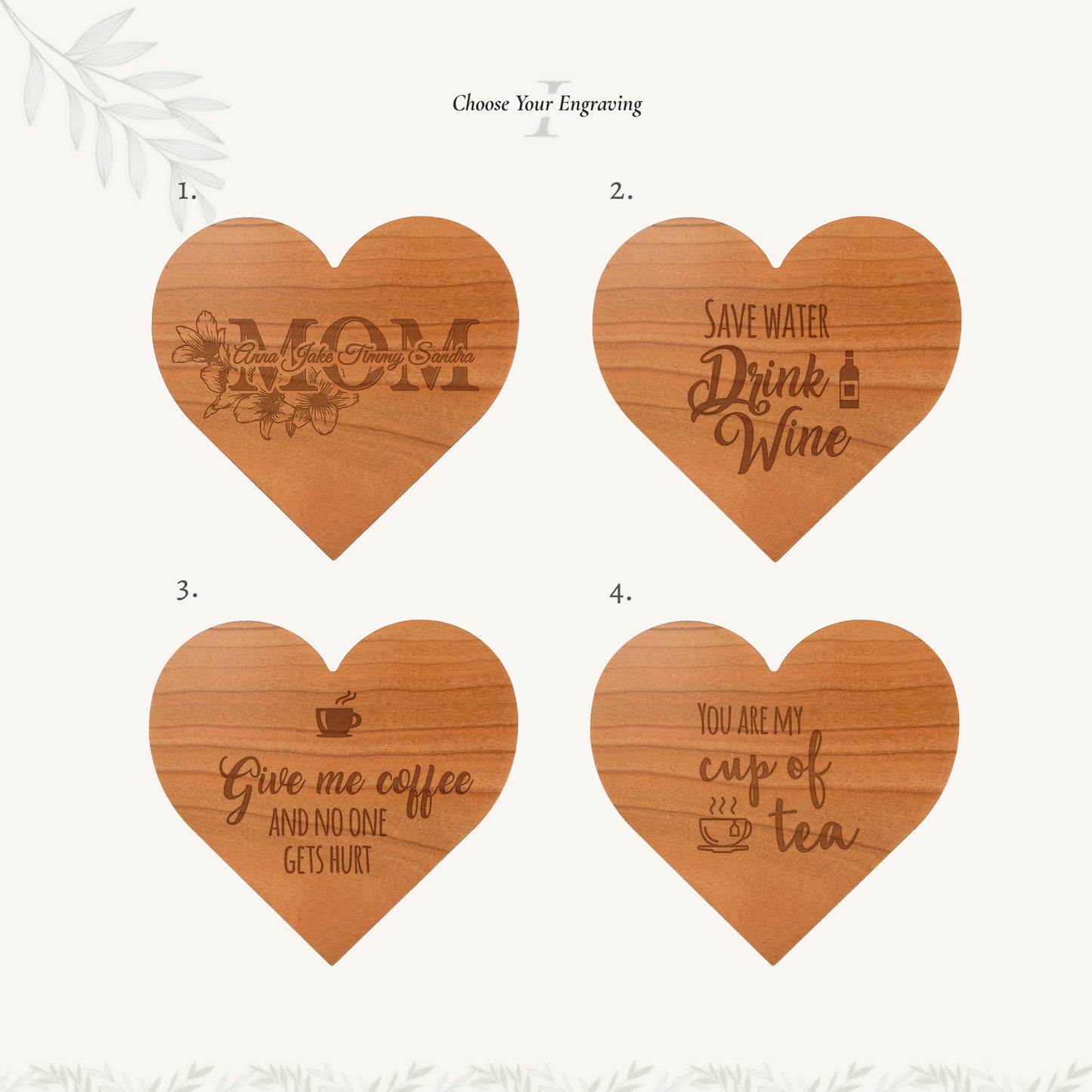 Heart Shaped Coaster (Sets of 4)