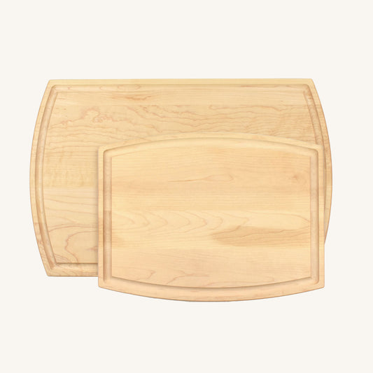 Paquete de tabla de cortar de madera arqueada mediana y grande