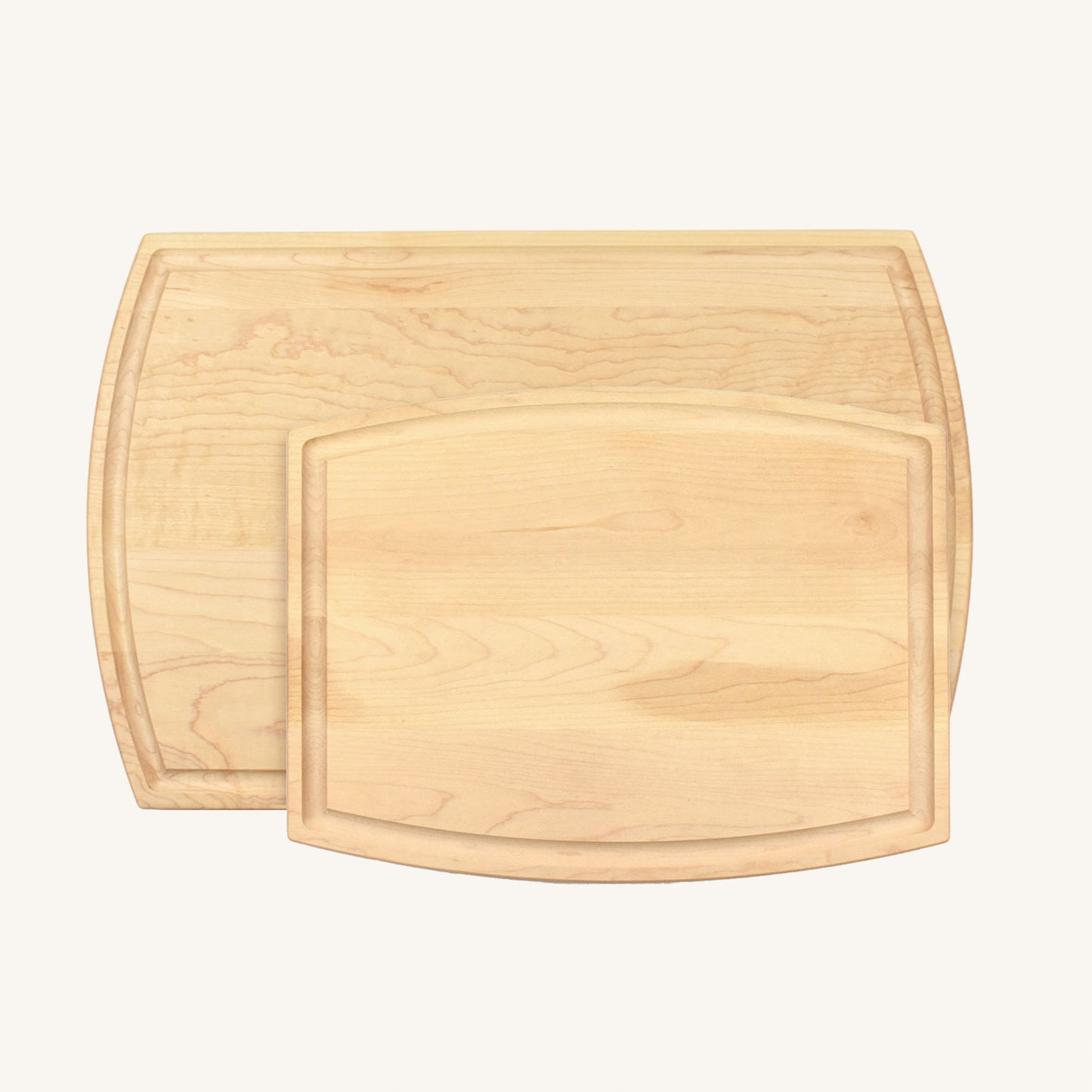 Paquete de tabla de cortar de madera arqueada mediana y grande