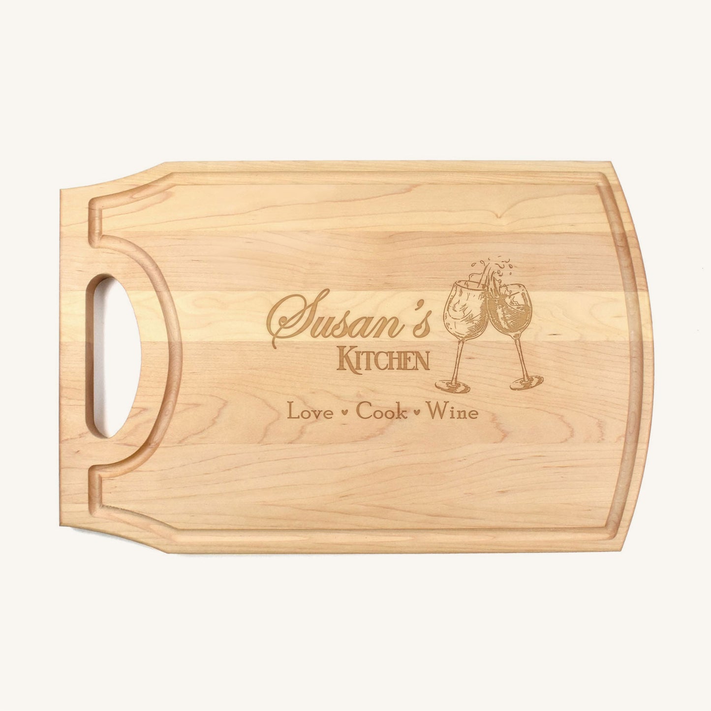 Large Wood Cutting Board with Handle and Juice Groove