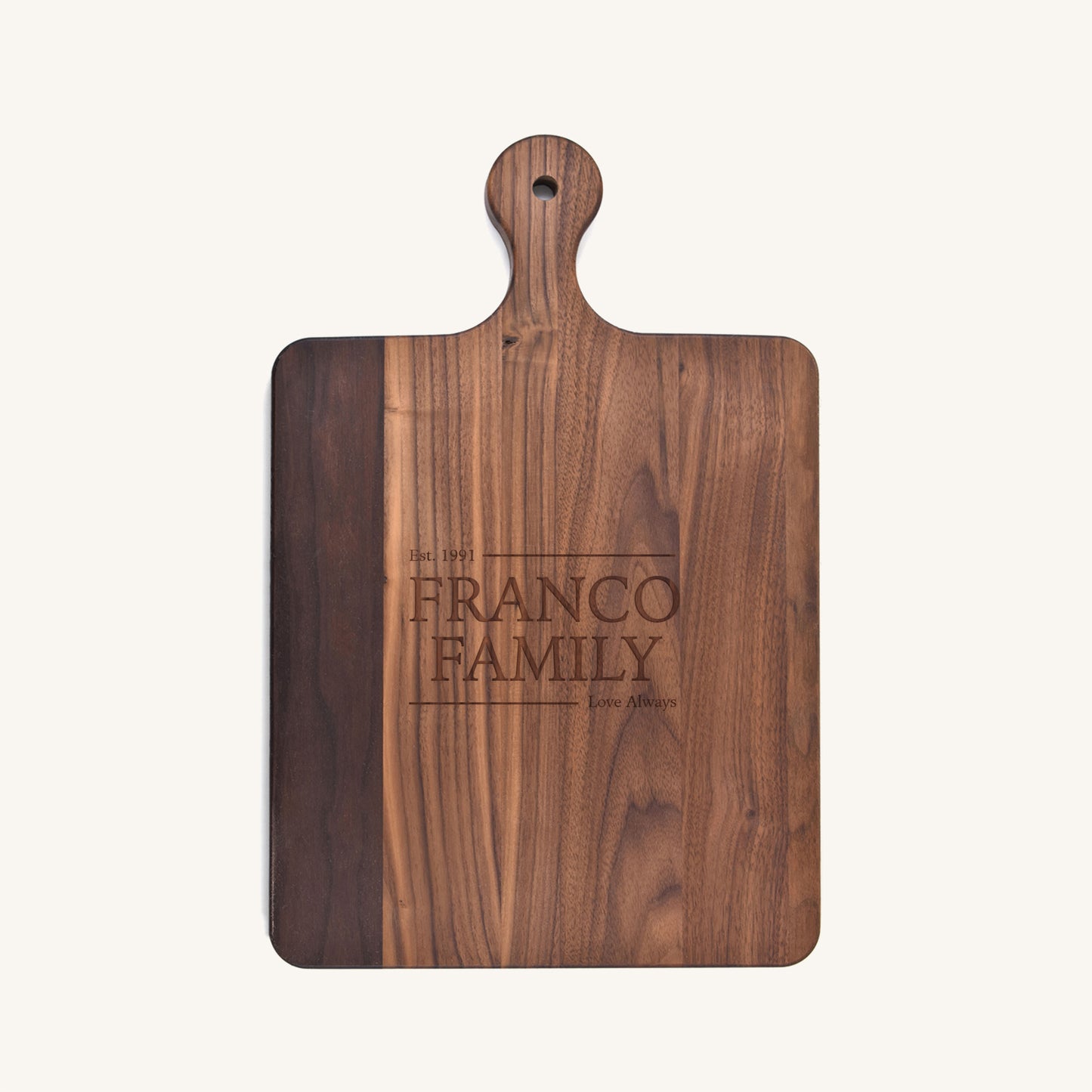 Wood Cutting Board with Rounded Handle
