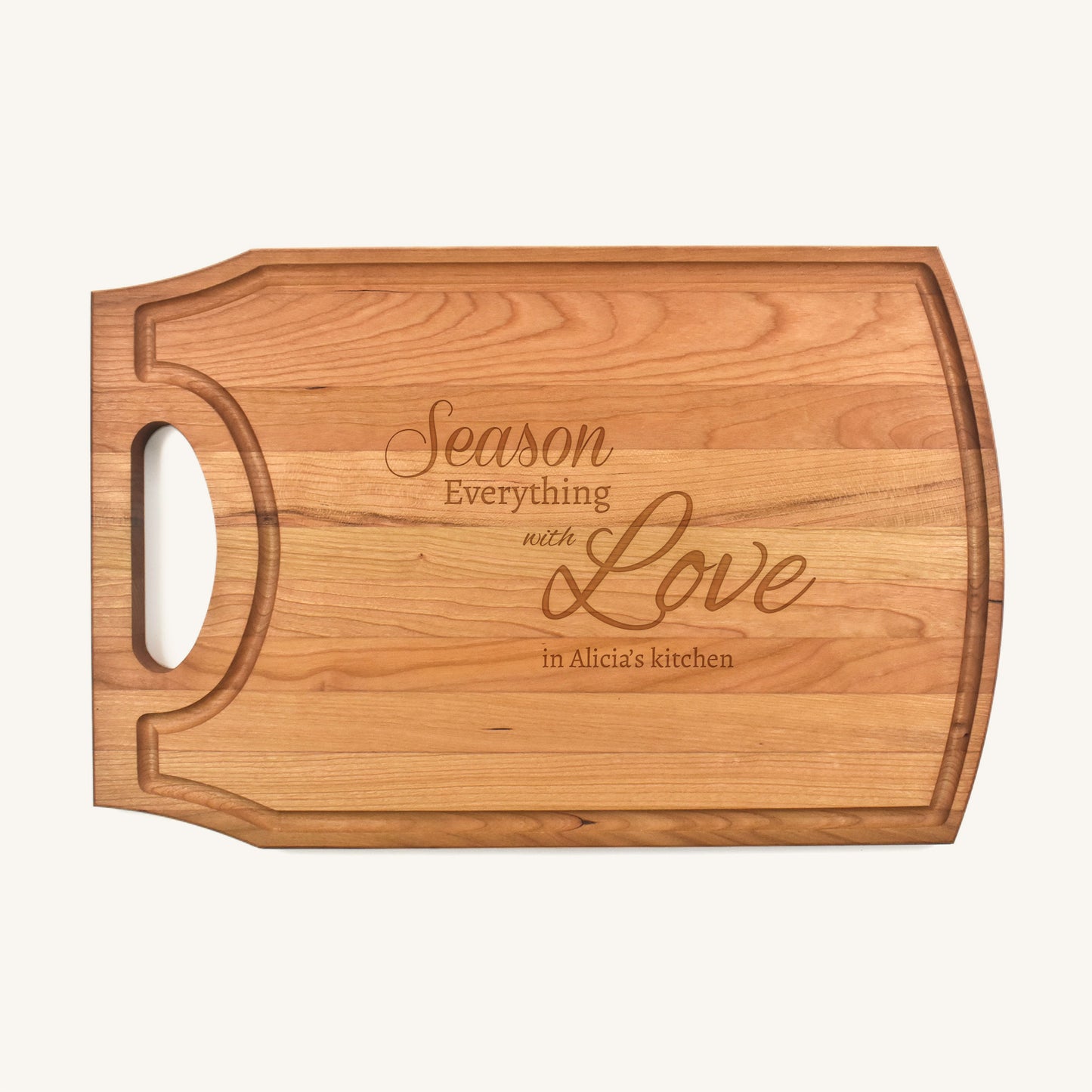 Large Wood Cutting Board with Handle and Juice Groove