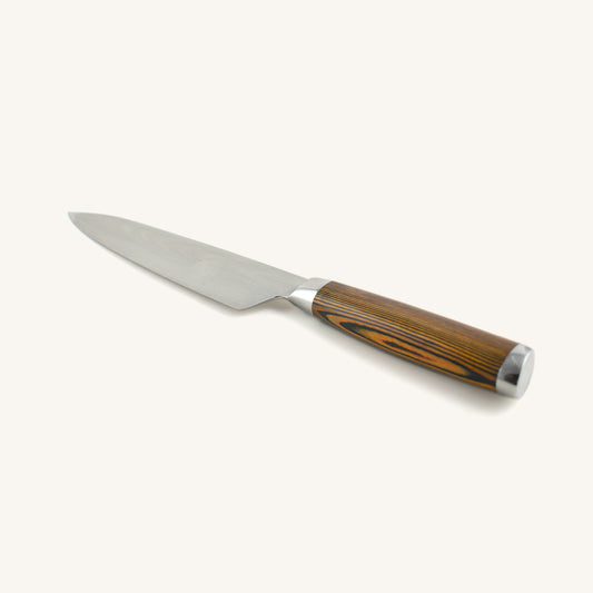 Couteau de chef professionnel en acier avec manche en bois de Pakka jaune